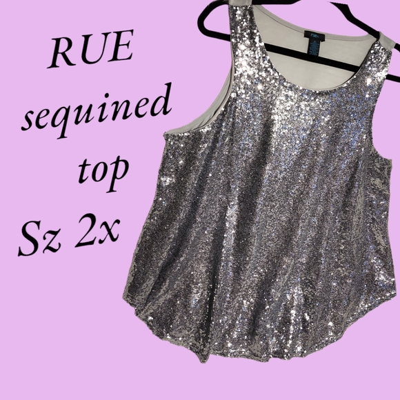 Rue Tops - Rue + sequined Holiday top Sz 2x blingy sleeveless ✨️✨️✨️ Swing cami